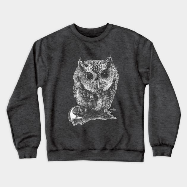 Eastern Screech Owl Crewneck Sweatshirt by allthumbs
